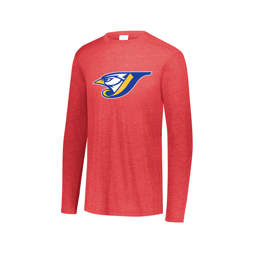 [FTLCUBRD-AXS-LOGO1] Decker Men's Tri-Blend T-Shirt - Long Sleeve (Adult XS, Red, Logo 1)